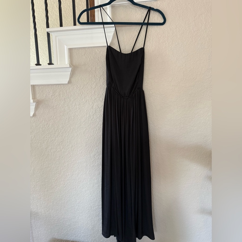 Urban Outfitters Silky Black Midi Dress